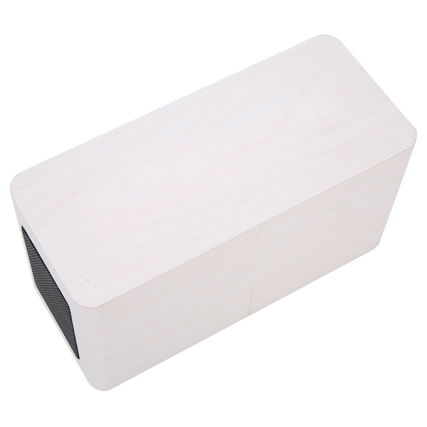 Multifunksjonell tre 2000mAh mini alarmhøyttaler trådløs Bluetooth-klokke stereohøyttaler hvit tre + blått lys