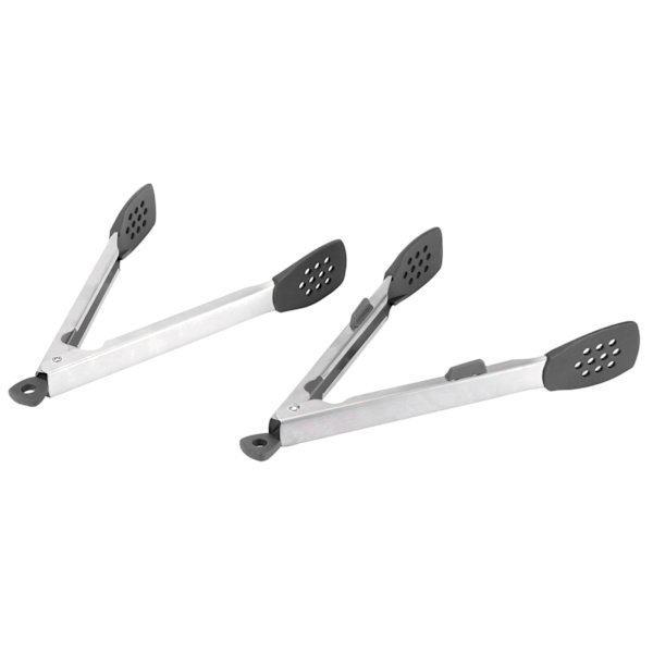 2 stk Food Tong Rustfrit Steak Clip Silikone Salat Grill Stencils Køkken Værktøj Sort