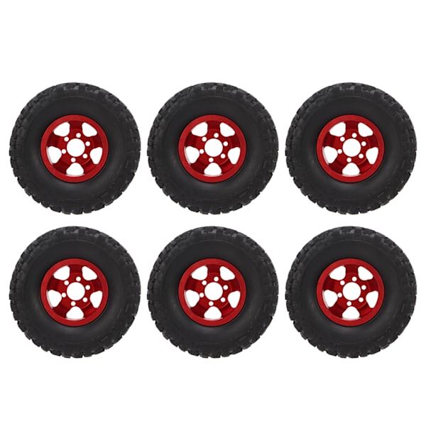 RC-gummihjul med aluminiumsfelgnav for WPL C14 C24 C34 C44 B14 B24 B16 B36 4WD bilmodellRød
