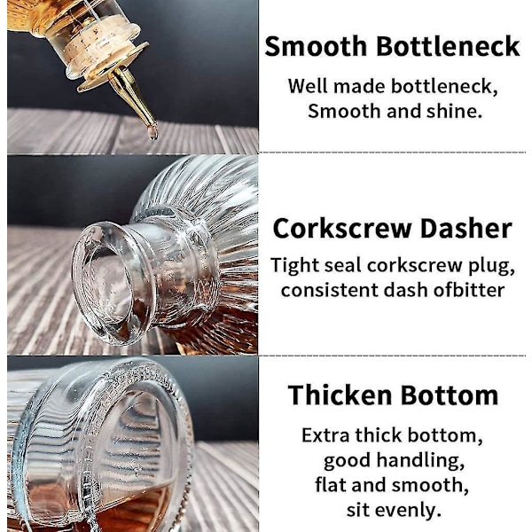 Cocktail Bitterflaske - Vintage Firkantet Glass Bitterflaske Glass Absintskje Flaske