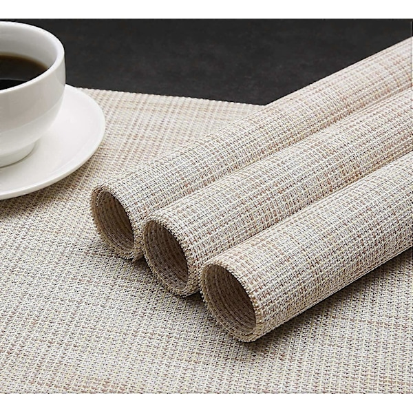 Placemats Set om 4 Bordstabletter Vävda Vinyl PVC Bordstabletter Halkfria Värmebeständiga Tvättbara Bordstabletter
