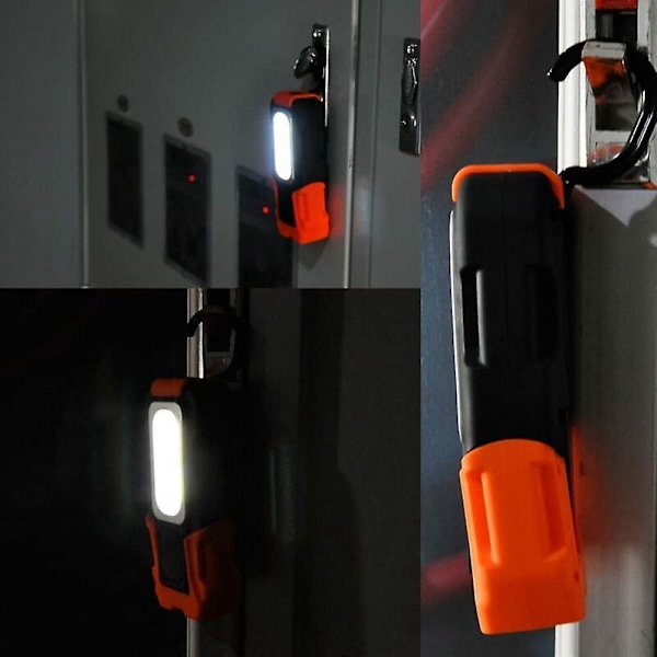 LED Lommelampe 3W COB LED Håndlampe Bærbar Ultra Kraftig Magnetisk Batteri med Magnetisk Base og Krog 3X AAA Batterier Ikke Inkluderet Pakke med 1 - [E