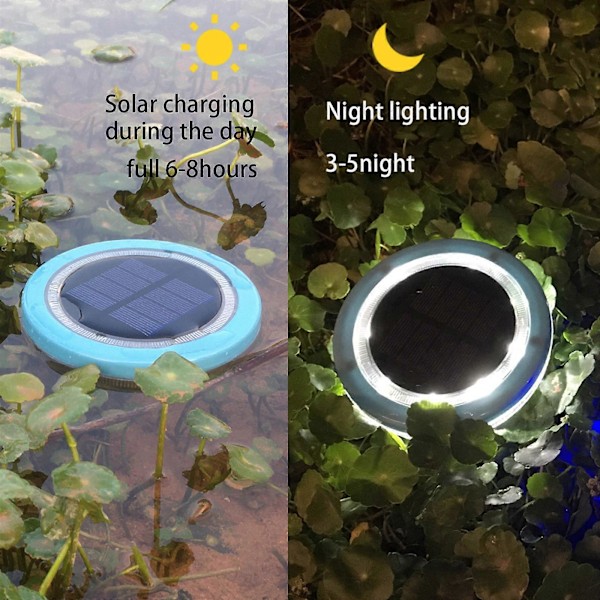 2 st Flytande Solcellslampor för Pool - Vattentät Induktions LED-lampa (Vitt Ljus)