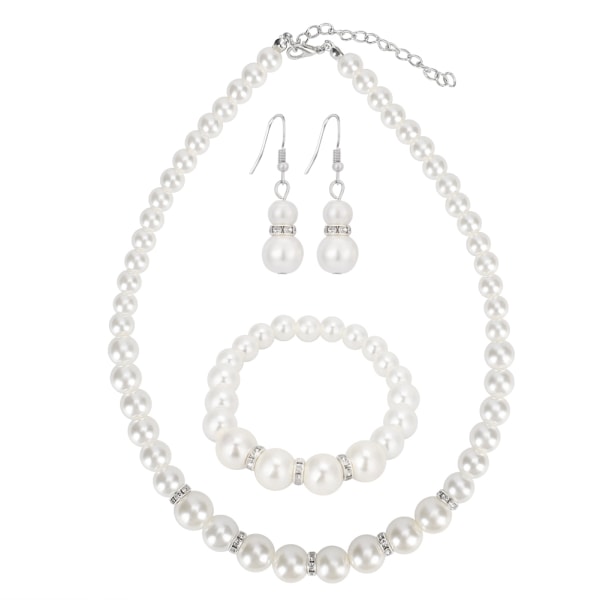 Faux Pearl bryllup kjede øredobber armbånd sett brude smykker sett for kvinner Party Gift