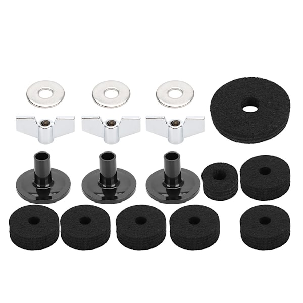 18 st Set cymbalfiltsats svart halkfri cymbalsats med hög hatt Clutchkopp filt (svart)
