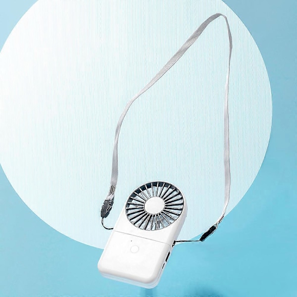 Vit Bärbar Sommarfläkt, Hängande Fläkt, Mini Hängande Fläkt med Powerbank, Bärbar USB Uppladdningsbar Fläkt