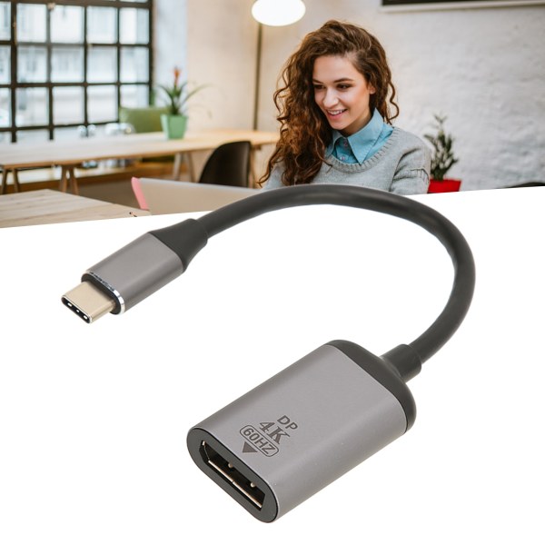 USB C til DisplayPort Adapter 4K 60Hz Antislip Design Plug and Play USB C til Mini DP Adapter til Tablet VR høretelefon