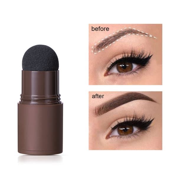 Ögonbrynsstämpelkit 10 schabloner 2 borstar Ögonbrynsmakeup-puder för hårfäste Ansiktskontur Brun