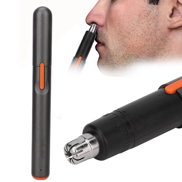 Pen-formet USB-opladelig øjenbryn- og næsehårstrimmer, barbermaskine, skæreværktøj (frostet sort)