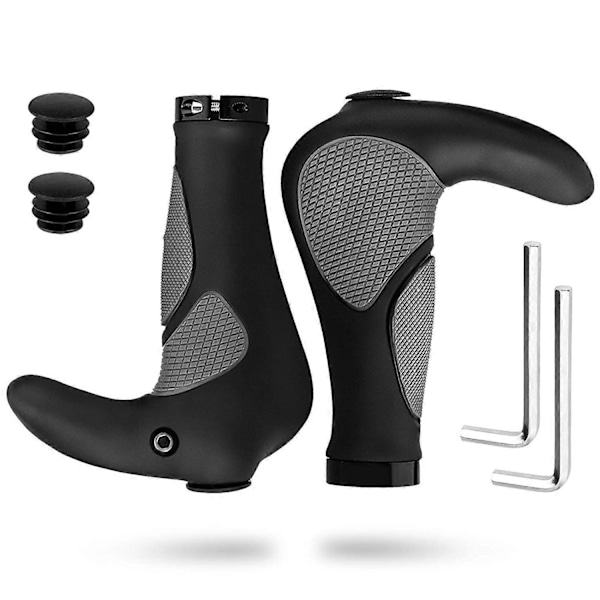 Ergonomiske sykkelstyre grep, sykkelhåndtak med bar-end horn, komfortabel gummibeskyttelse for BMX MTB (Passer for 22,2 mm)