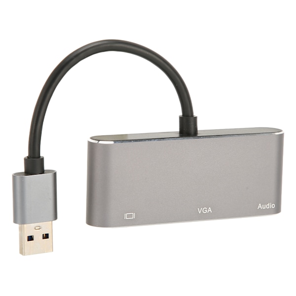 USB3.0 till High Definition Multimedia Interface VGA-adapter USB Split Screen 1080P Free Drive Silvergrå 3-i-1-hubb