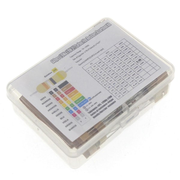 1/6w 5% 640 stk. 64 Værdier 1r - 10mr Kulfilm Modstand Assorteret Kit Sæt