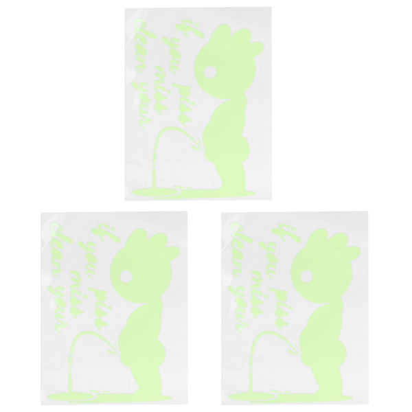 3 st Luminous Stickers Söta Mönster Vattentäta Självhäftande DIY Konst Dekaler för Toalett Vägg Fönster Dekoration Hantverk
