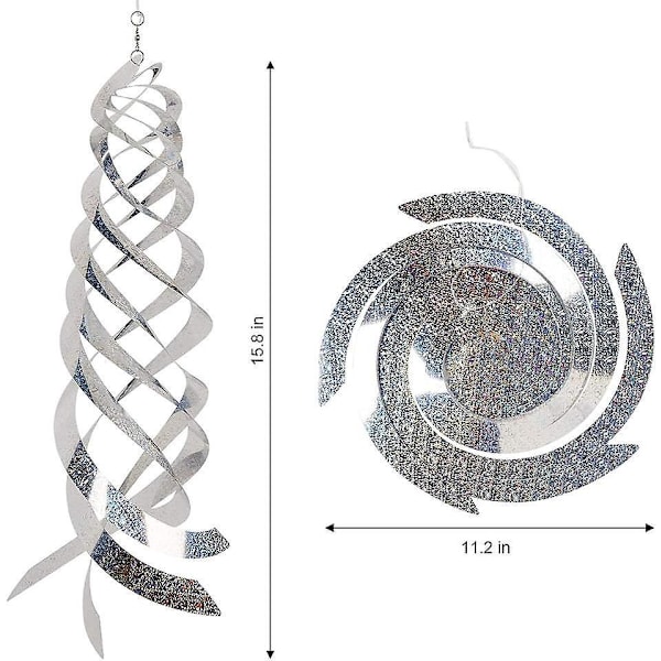 Sølv Mylar Fugleskræmmende Spiralreflektorer Hængende Spinner Dekorativ Enhed til Have til at skræmme Spætter væk
