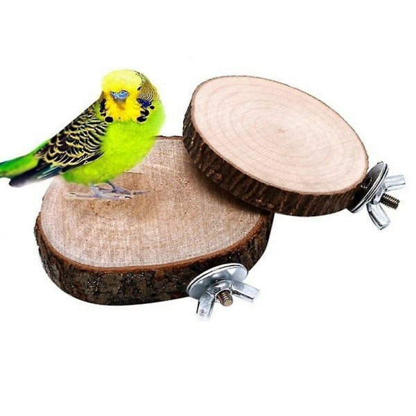 Rund træaborrestativ til kæledyrspapegøjefuglebur – Platformbrætstøttelegetøj til fugle