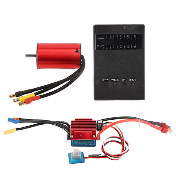 4400KV Borstlös Motor Set Aluminiumlegering Plast 35A Elektronisk Hastighetsregulator Programmeringskort för Traxxas 1/12 RC Bil