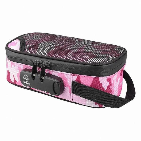 Odor-free lockable storage bag for safe and discreet organization Camouflage Pink