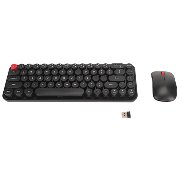 Skrivemaskine tastatur og mus Combo 68 taster 2,4 GHz stabil transmission Batteridrevet Retro skrivemaskine tastatur til Windows Sort