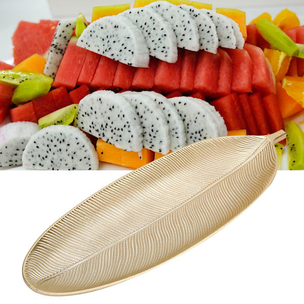 Fruktfat Dessert Serveringsbricka Nötter Snacksbricka Bordsartiklar Heminredning Guld Blad S