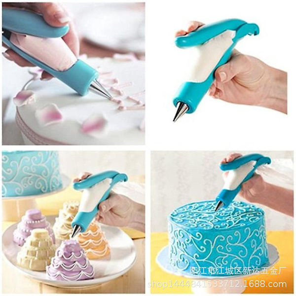 Kakedekorasjonspennsett - DIY Pastry Icing Piping Tool med Blå Pose