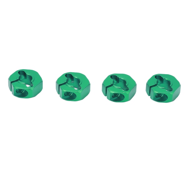 4 stk 12 mm Hjul Hex Drive Hub Adapter Combiner Coupler med stiftskruer RC Car Reservedeler for 1/10 RC CarGreen