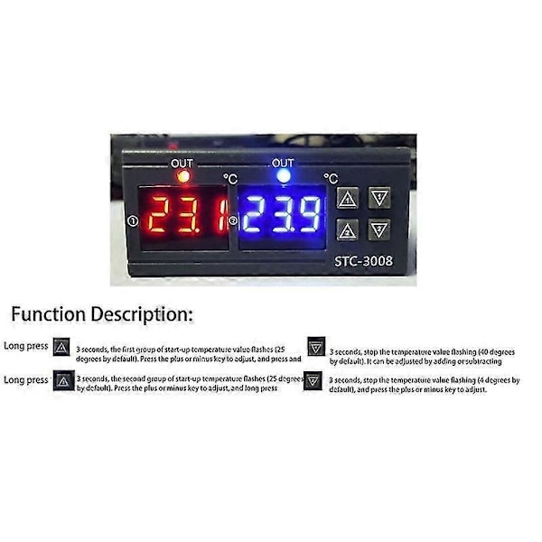 Digital Termostat Temperaturregulator STC-3008 Termometer Sensor Hygrometer 12V 24V 220V