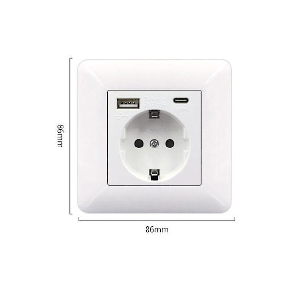 Turvallinen ja kiinteä ranskalainen Type-C + USB liitäntäpaneeli, 2 liitäntää + 1 USB portti + 1 Type-C -portti (valkoinen keula)
