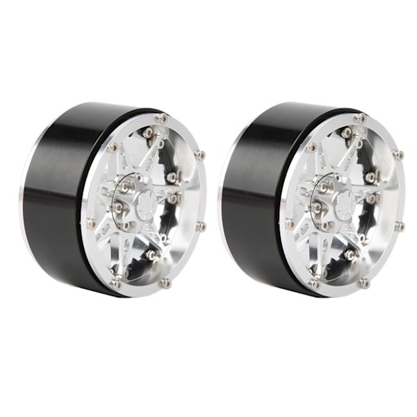 2 st RC Aluminium Alloy Beadlock Hjulfälg Nav Hub för SCX10 / TRX4 / TRX6 1/10 RC Bil Uppgraderingsdelar Silver Svart