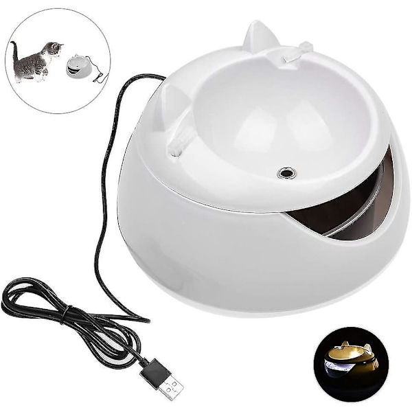 Automatisk dricksfontän för husdjur, självlysande elektrisk vattendispenser Drink well vattenfontän vattendispenser för katt hund vit USB