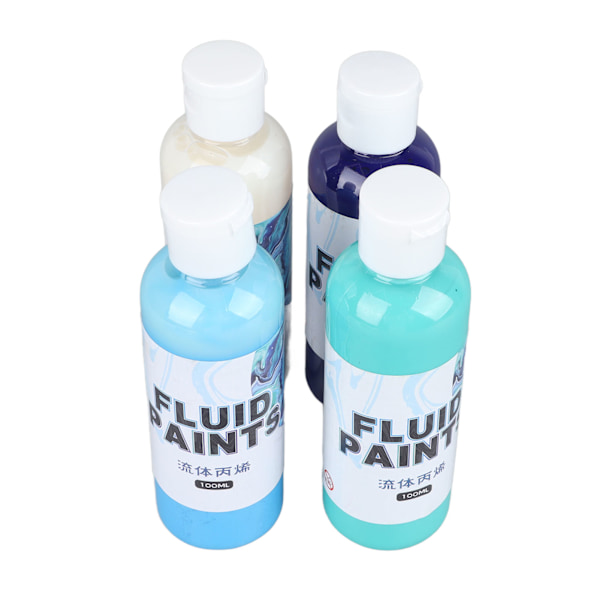 Høj Flow Akrylmaling Sæt Fade Resistent Safe Miljøvenlig 4 Farve Akryl Hældning Maling 100ml