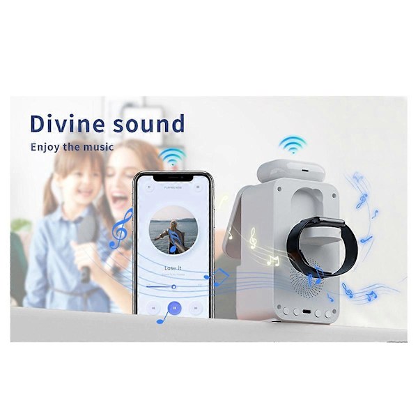15W 5 i 1 oplader magnetiske natlamper Bluetooth-højtaler sort