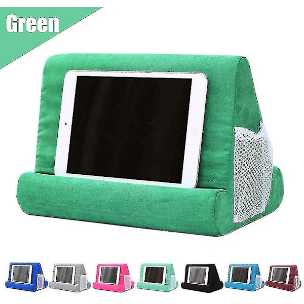 Multi-angle Soft Pillow Tablet Stand for iPad and Phone - Lap Stand and Mobile Holder Green