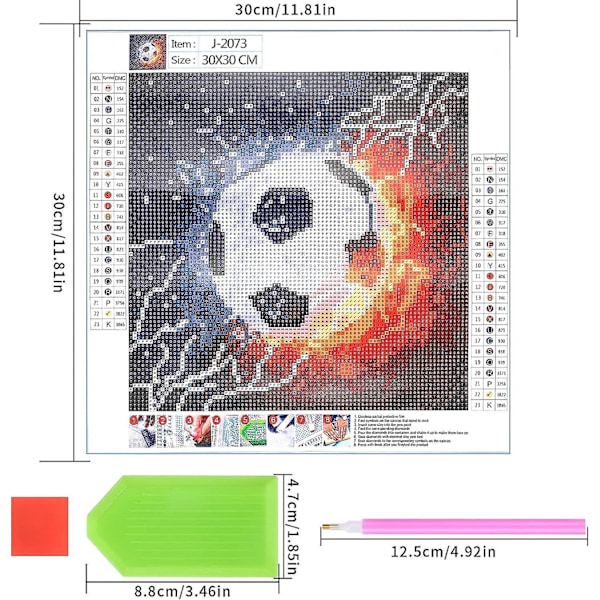 Fodbold Diamant Maleri Kit - DIY Fuld Borem Strass Korssting Håndværk til Voksne og Børn - Perfekt Hjemmevæg Dekoration