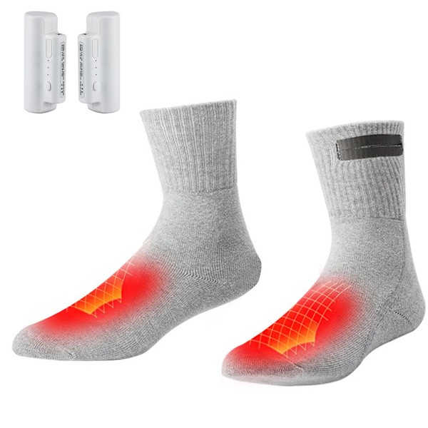 1 Pair Electric Heating Socks for Men Women Removable and Washable Warm Thermal Heated Socks Chargable Foot Warmers with 2500mAh Power Bank