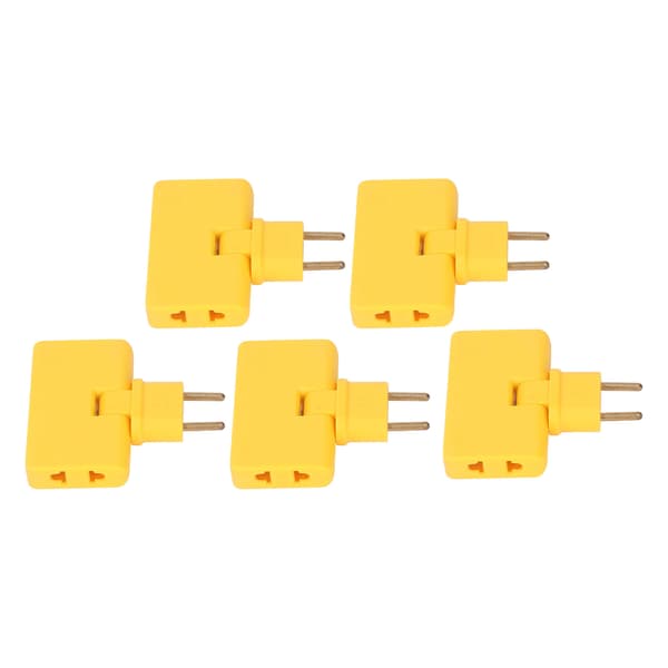 5 stk. EU-stikkontaktomformer trådløs 180 graders forlengelse 1 til 3 EU-pluggadapter 110-250V gul