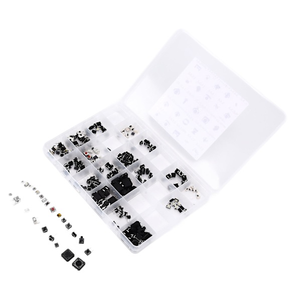 250 st Tact Push Switch Micro Kombination Kit 25 Värden Boxad Knappbrytare för TV Ljud Utrustning