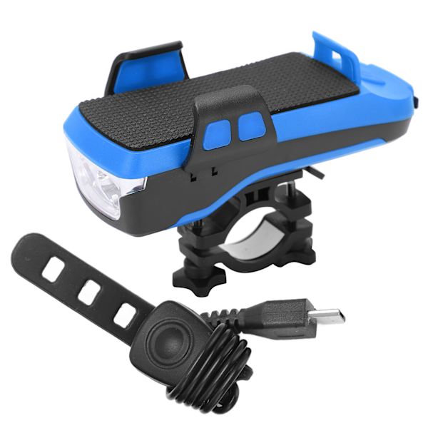 Multifunksjonell USB-ladet sykkellykt med telefonholder - Blå
