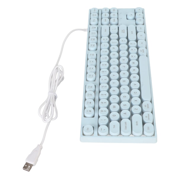 Gaming Keyboard USB Rundt 87 taster Farverigt Baggrundsbelyst Ergonomisk Mekanisk Touch Wired Keyboard til Desktop Laptop PC Blå
