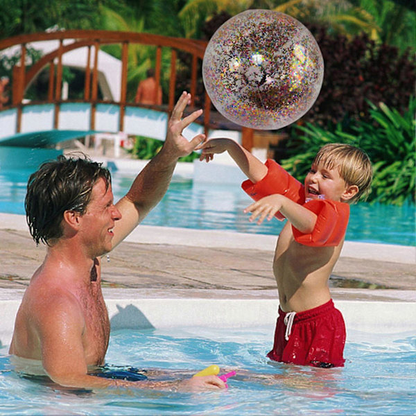 Stor 24/16 Tum Uppblåsbar Glitter Pool Strandboll - Perfekt för Sommar Strand Pool Party Blå 60cm