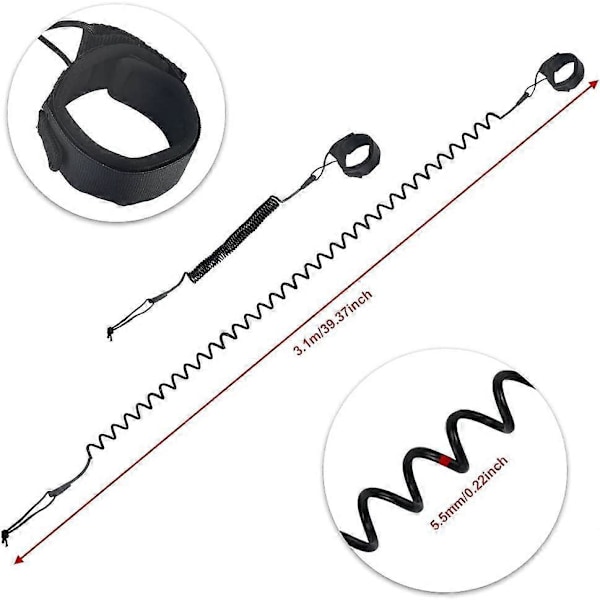 Kierretty Surffausleash Surffilaudalle, 5,5 mm, 10 jalan Surffilaudan Leash, Surffaus Sup Leash TPU:sta, Surffilaudan Leash, Melontalaudan Leash