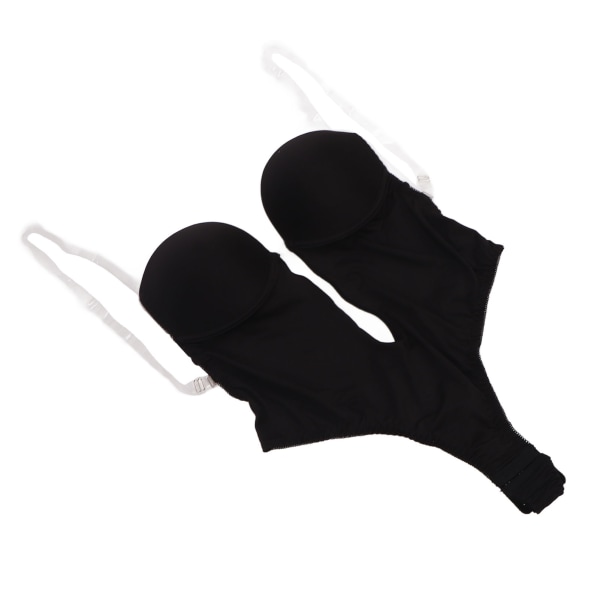 Et stykke undertøj Rygløst, strækbar åndbar push-up bodysuit til kvinder med klare stropper til lav ryg kjole sort