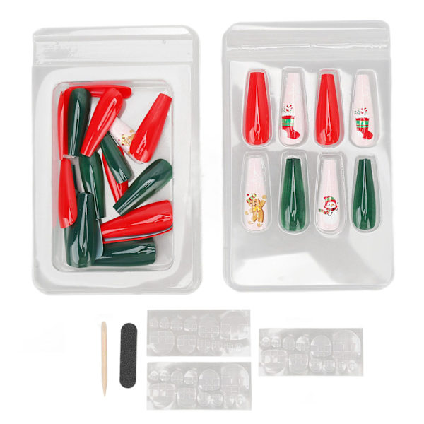 30st jul falska naglar Söt snygg jultomte mönster Slim Xmas Full Wrap lösnaglar till julfest 0070 LJ04