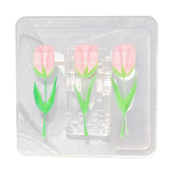 Dubbelsidig fotoklämma i akryl med tulpanmönster, multifunktionell transparent pappersklämma för organisering, rosa