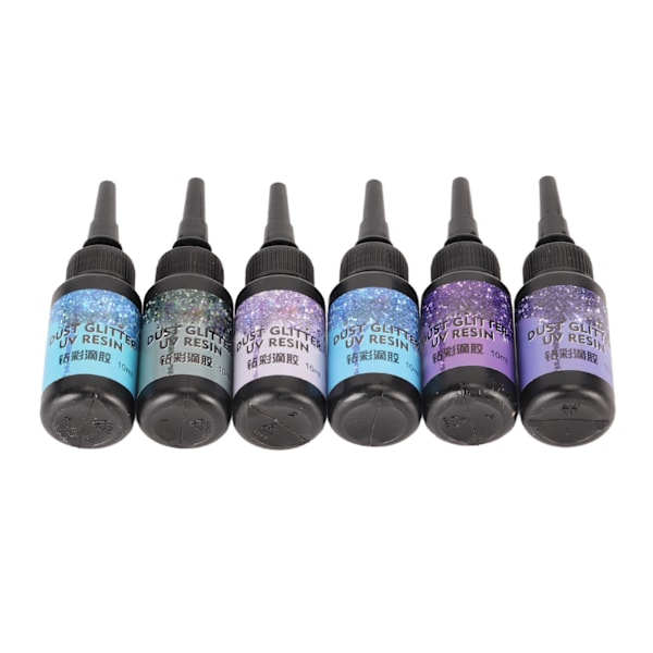 6 stk farget UV-harpiks 10 ml hver pennformet raskherdende aluminiumsfolie Tetting UV-lim for DIY smykker håndverk Lilla serien