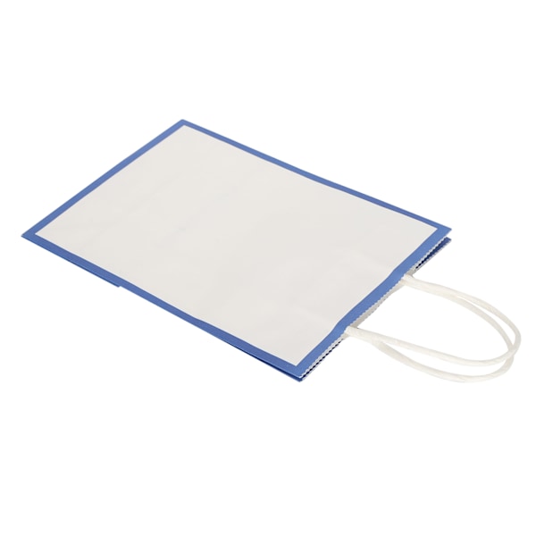 10 kpl Ostospakkauspaperipussi Kannettava Kraft-paperilahjapakkaus Valkoinen + Sininen reuna