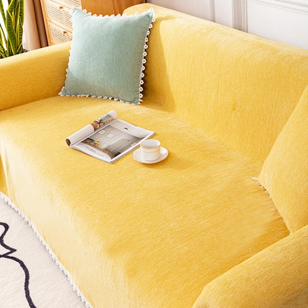 Sofaovertræk Chenille Nylon Multifunktion Vaskbar Maskinvaskbar Sofaovertræk til alle årstider gul 180x300cm/1.97x3.28yd