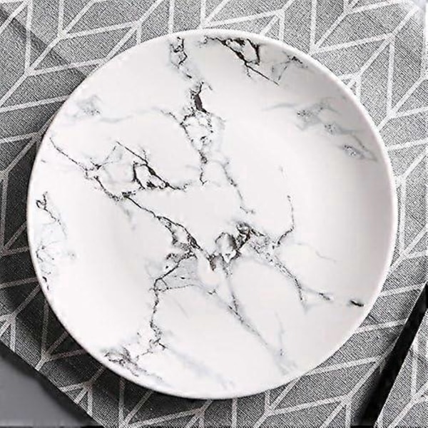 2025 Nyt Marmor Design Porcelæn Middags Accent Tallerkener Sæt med 4 (8 tommer)