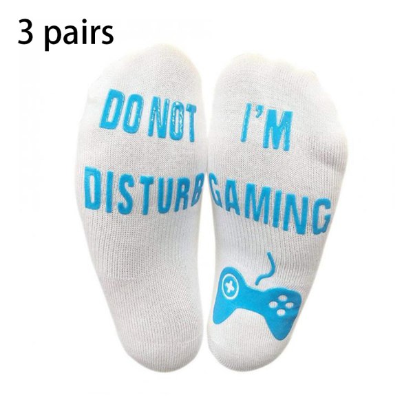 Gaming Casual Sokker - 3 par, lyseblå og hvit