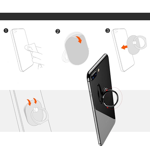 Mobiltelefon Ringhållare Stativ 360 Graders Rotation Finger Ringhållare Magnetisk Bilfäste Stativ