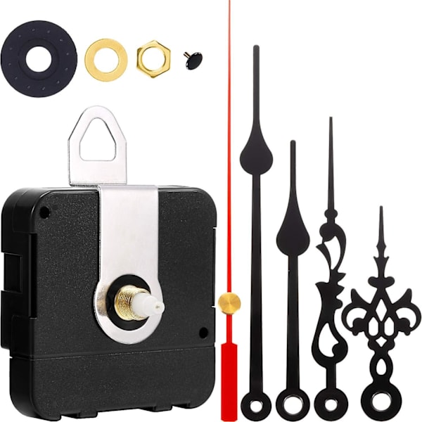 Quartz urverk reparasjonssett - 2 par med DIY veggur mekanisme erstatningsdeler